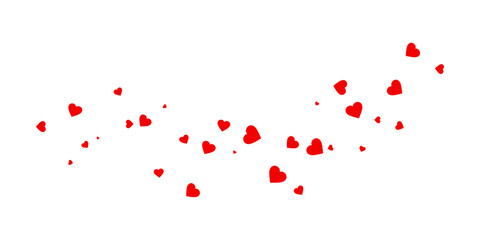 Scattered red heart petals on transparent background