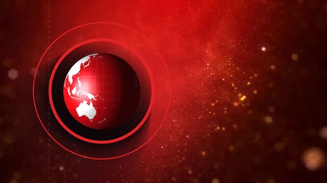 Red Global News Background Template with World Map and Modern Broadcast Design