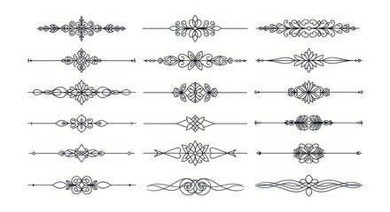 Fototapeta premium Elegant Ornate Dividers and Borders Collection: Vintage Flourish Design Elements