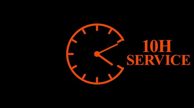 10H Service Clock Icon &ndash; Minimal Customer Support Logo on Black Background.