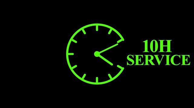 10H Service Clock Icon &ndash; Minimal Customer Support Logo on Black Background.