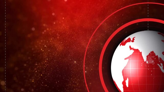 Red Professional World News Background Template with Global Map Design and Modern Broadcast Style