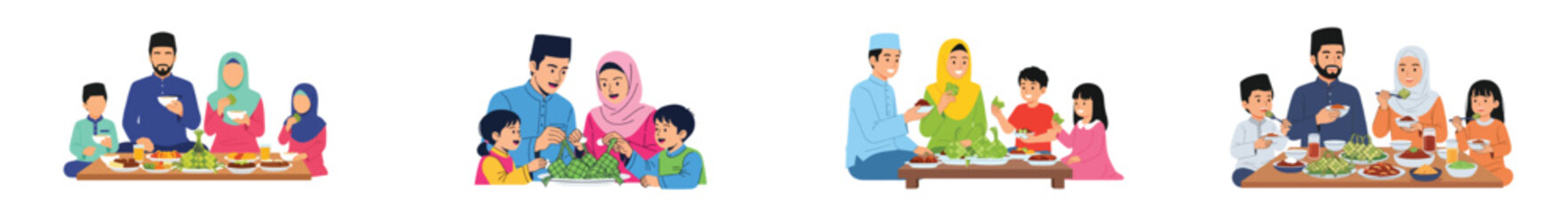 Muslim family sharing food during Eid celebration