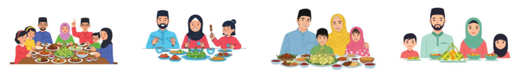 Eid al-Fitr family gatherings with traditional food