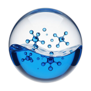 A close-up view of water molecules interacting on a liquid surface isolated on transparent background