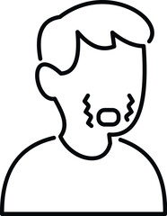 Outline icon representing a person feeling sick, shivering, and experiencing chills