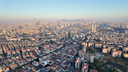 Fototapeta premium City view at sunset over Istanbul with many buildings