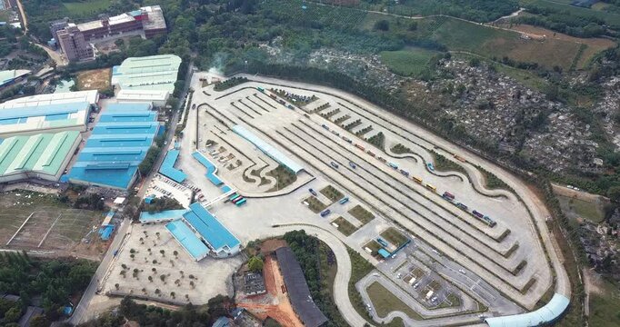 Aerial View of Driving Test Center with Training Tracks
