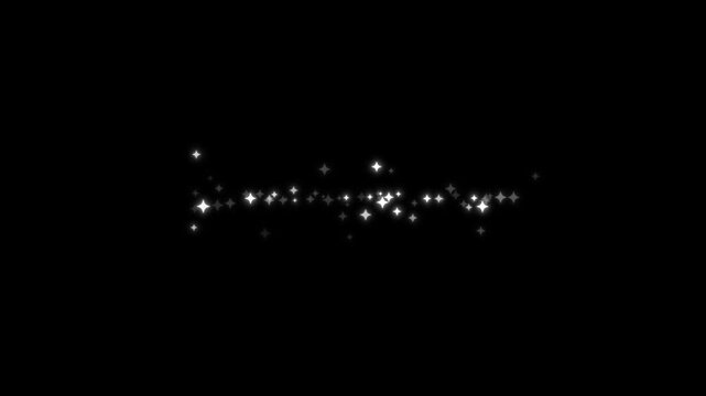 Luxury white glitter sparkles line trail, magic sparkles glitter line stars, magic dust, pixie dust path, Christmas stars isolated on a black screen, glitter stars particles overlay 4K.