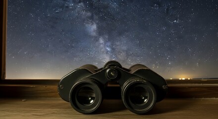Binoculars gazing at the starry night sky