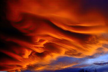 Obraz premium Dramatic sunset cloudscapes with fiery orange and dark hues