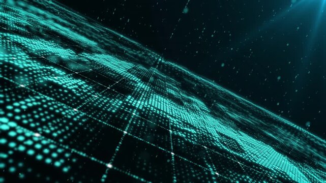 Technologically themed dynamic network particle space wallpaper, 4K