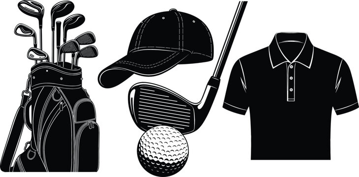 Professional golf equipment set with clubs bag ball iron cap and polo shirt for sports retail and tournament branding