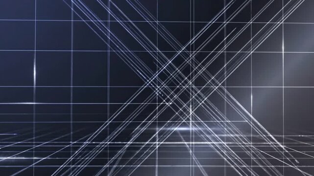 Abstract digital grid pattern with intersecting light lines creates a futuristic technological background for commercial use.
