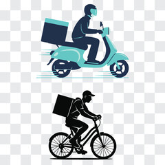 Delivery Rider Silhouette on Bicycle with Box