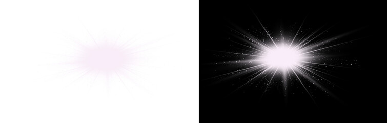 Bright White Light Ray with spark, Shining Star Effect