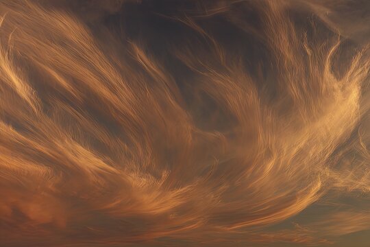Swirling, fiery cloudscape at sunset
