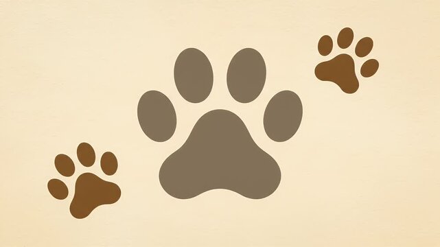 Stylized brown animal paw print on light textured background