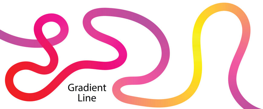 Colorful gradient lines. Abstract Color Lines Pattern. Curve gradient line. Squiggly Design Elements. 