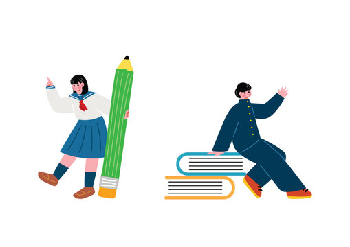 制服を着た男女のイラスト