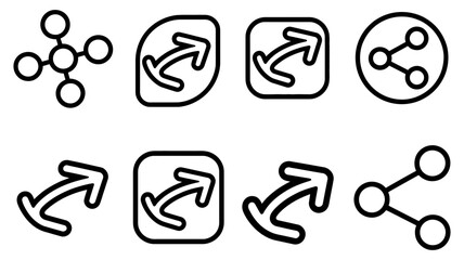 Fototapeta premium A useful collection of share and curved arrow icons for web design.