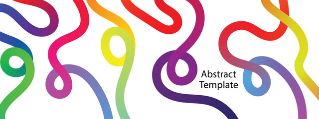 Obraz premium Vector Rainbow Gradient Ribbons. Curve gradient line. Squiggly Design Elements. Abstract Color Lines Pattern. Bright fluid squiggly shapes. Colorful Fluid Wave Pattern.