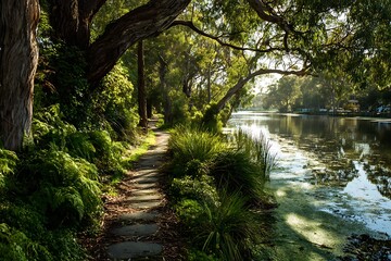 Naklejka premium dirt road in the forest