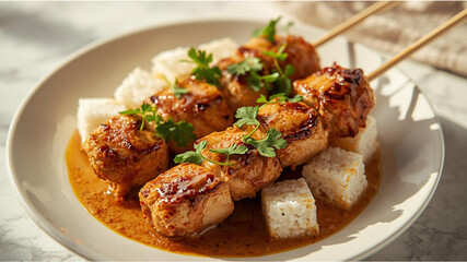 Fototapeta premium chicken satay, sate ayam, indonesian food