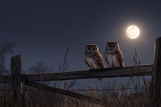 a pair of owl in the night