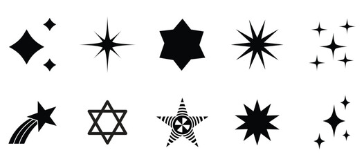 Obraz premium Star vector icons. Stars in modern simple flat style. Shine symbol illustration. 