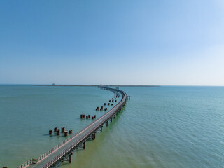 Obraz premium Aerial panoramic view of Nanhai Pearl Artificial Island, Haikou, Hainan