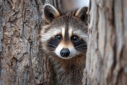 a sigle reccon peeking out of trees
