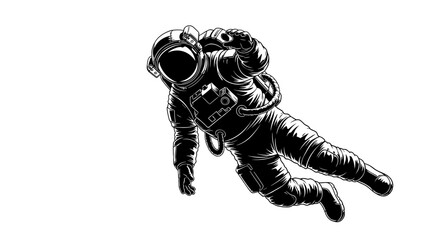 Astronaut Floating in Outer Space Detailed Illustration. © durrah