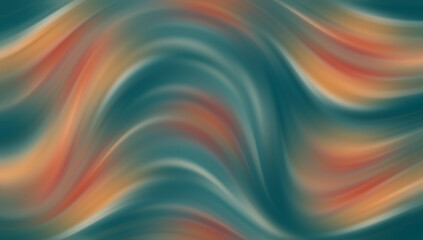 Obraz premium Fluid abstract background with swirling teal orange and cream waves