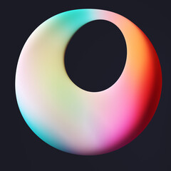 Colorful gradient organic shape poster design element 3d rendering