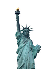 Fototapeta premium Statue of Liberty isolated on white background, iconic New York City landmark and symbol of freedom