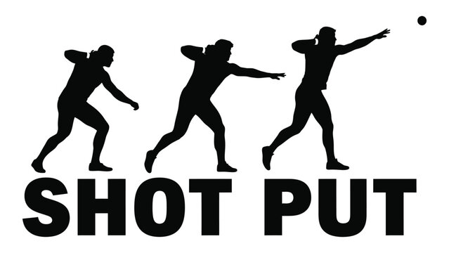 Athletes in action demonstrating the technique of shot put in sports Vector