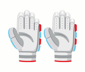Cricket batting gloves flat vector illustration isolated on white background