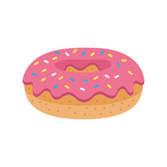  Donut front view flat vector illustration isolated on white background