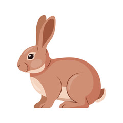 Rabbit side view flat vector illustration isolated on white background