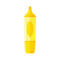 Yellow highlighter pen flat vector illustration isolated on white background