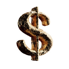 Obraz premium Dollar symbol gold with transparent background 