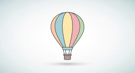 Obraz premium Colorful hot air balloon flying high in clear sky with pastel shades and vibrant hues