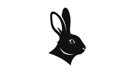 Obraz premium Black Rabbit Head Silhouette Graphic Design.