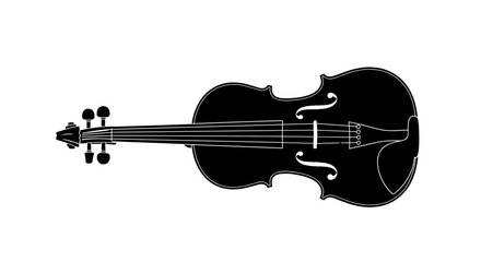 Obraz premium Black Silhouette of a Classic Violin Musical Instrument.