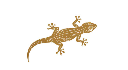 Elegant Golden Gecko Reptile Illustration with Decorative Patterns Artwork