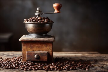 coffee beans and grinder