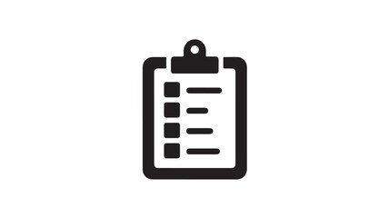 Clipboard icon in simple flat design with dark color on white background for user interface