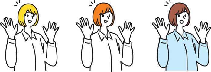 驚きながら喜んでいる若い女性