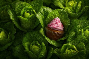 cupcake sitting inside a salad